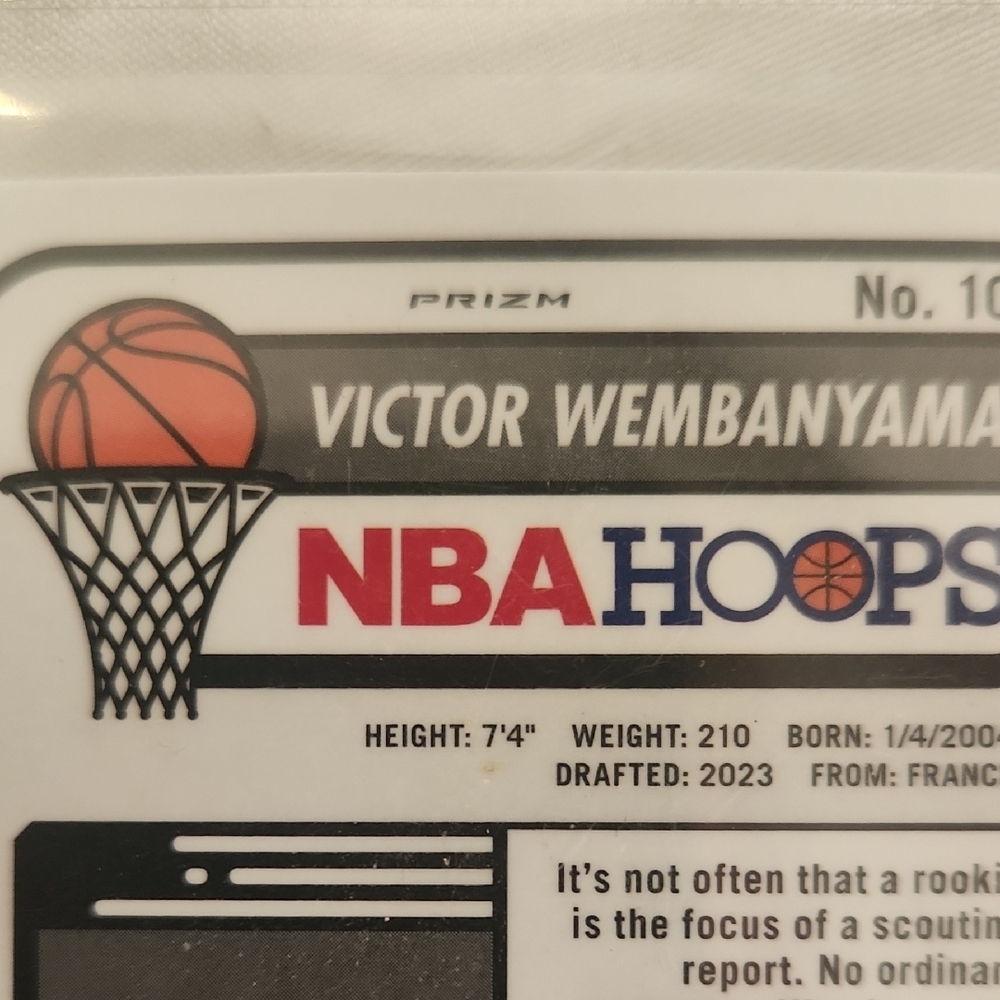 Victor Wembanyama 23-24 Hoops Premium Stock Prizm Rookie Card - Picture 7 of 8